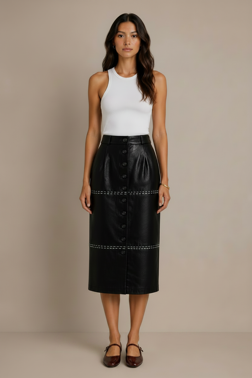 Falda Cuero Celeste