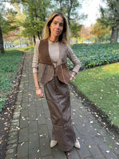 Gilet Carola de cuero color snake - Paula Márquez