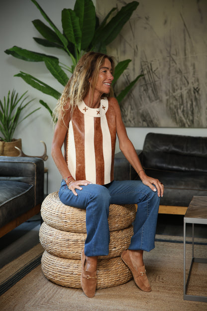 Top cuero Catalina color Camel - Paula Márquez