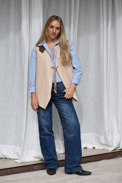 Chaqueta Cuero sin mangas Western
