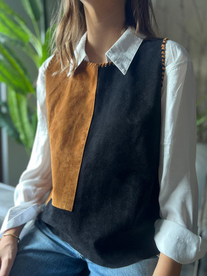 Top Cuero Paula color negro detalle - Paula Márquez