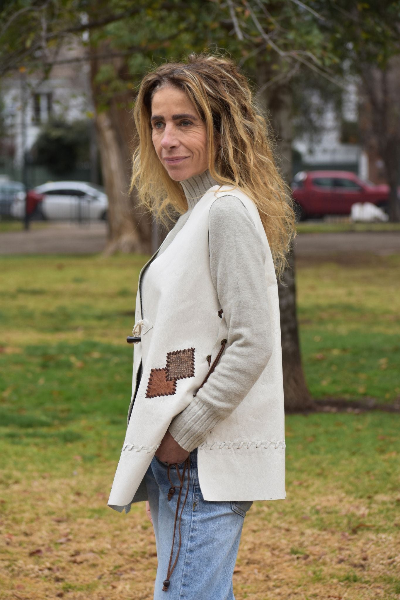 Chaqueta cuero sin mangas Francisca