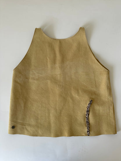 Top cuero Carmen color Beige detalle - Paula Márquez