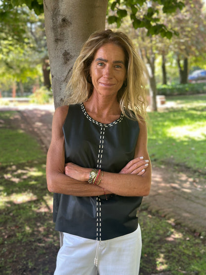 Top Cuero Antonia color negro - Paula Márquez