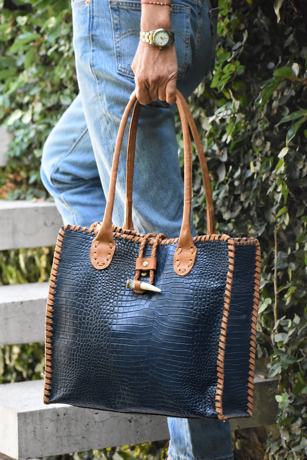 Cartera Cuero Croco Violeta