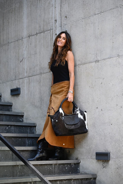 Falda Ana color Camel detalle - Paula Márquez