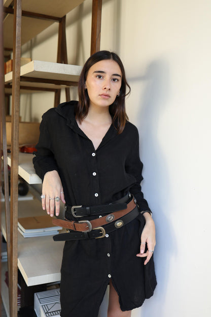 Cinturón de cuero Elisa color Negro - Paula Márquez