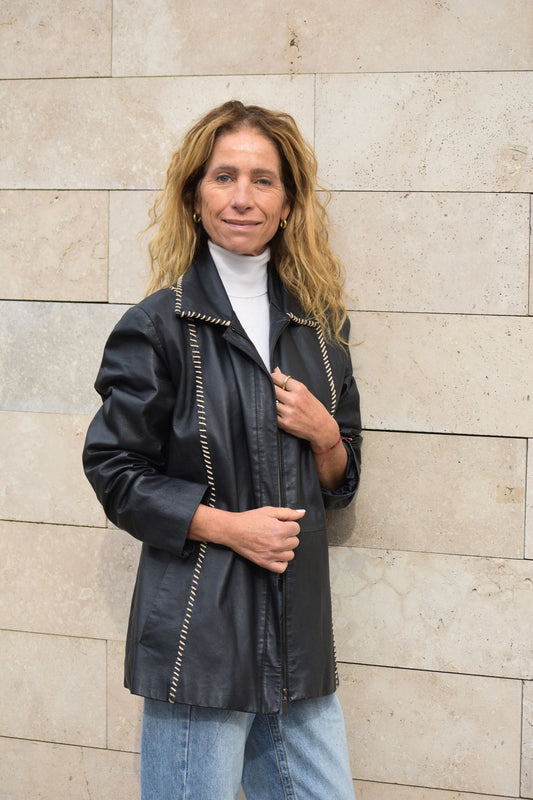 Chaqueta de cuero negro mujer Adela - Paula Márquez