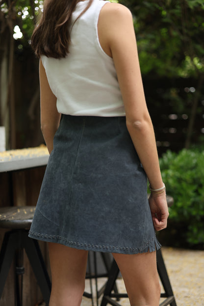 Falda Emilia color Azul detalle - Paula Márquez