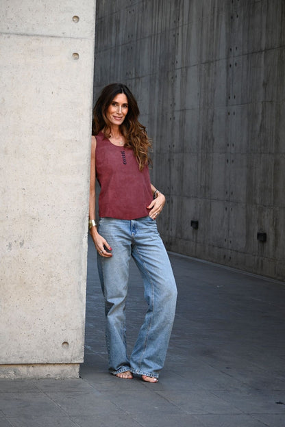 Top Gamuza Martina color magenta - Paula Márquez