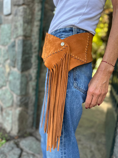 Cinturón de cuero Faja color Camel detalle - Paula Márquez