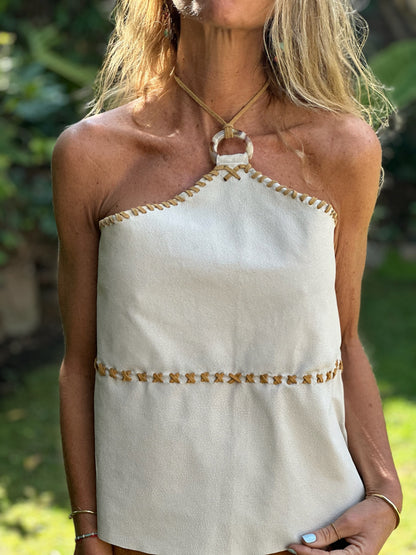 Top Gamuza Magdalena color Blanco - Paula Márquez