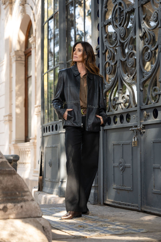 Chaqueta Cuero Negro Camelia Clásica 101