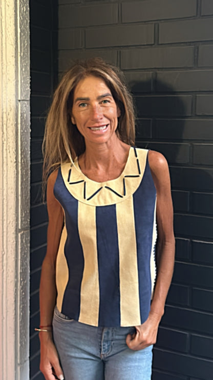 Top cuero Catalina color Azul - Paula Márquez