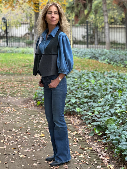 Gilet Carola de cuero color gris - Paula Márquez