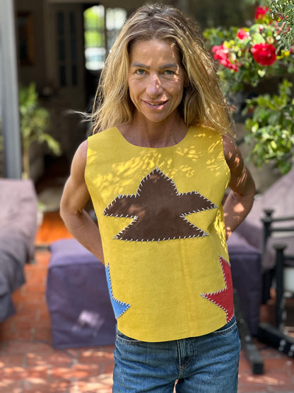 Top cuero Sisa color Amarillo - Paula Márquez