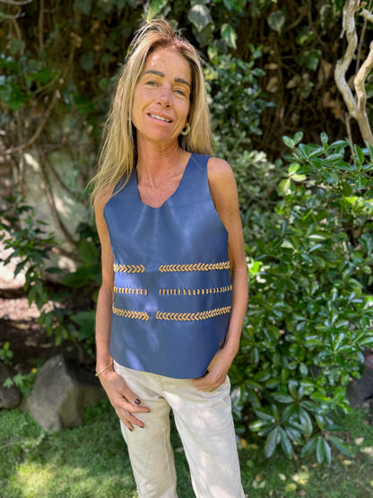 Top Cuero Lucía color azul - Paula Márquez