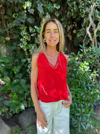 Top cuero Carmen color Rojo - Paula Márquez
