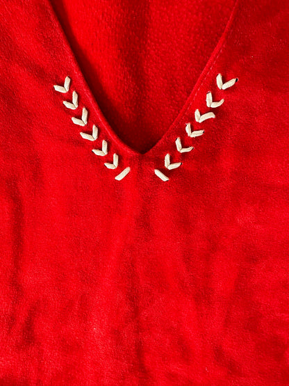 Top cuero Carmen color Rojo detalle - Paula Márquez
