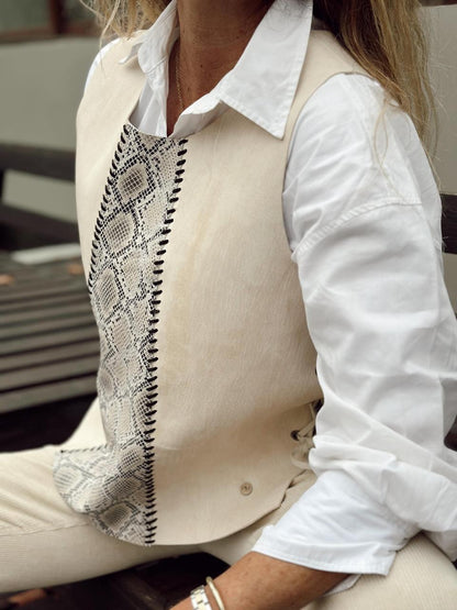 Top cuero Erica color Blanco detalle - Paula Márquez