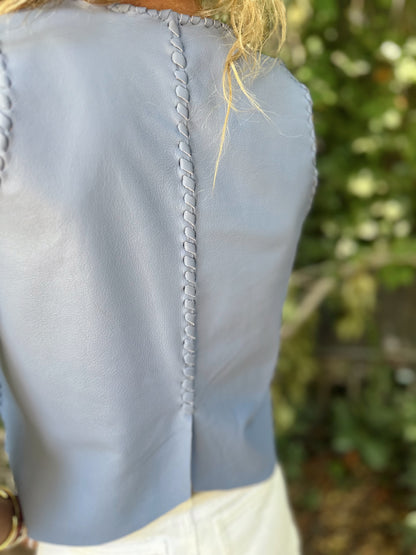 Top Cuero Delfina color Blanco detalle - Paula Márquez