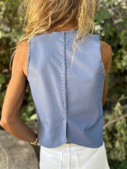 Top Cuero Delfina color Blanco detalle - Paula Márquez