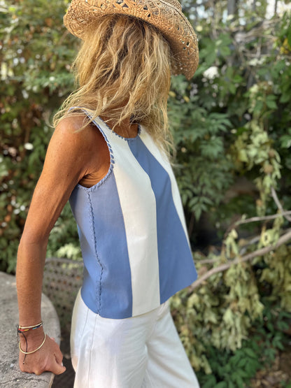 Top Cuero Delfina color Blanco detalle - Paula Márquez
