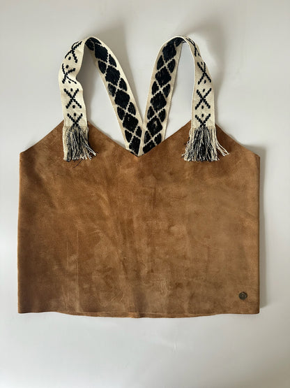 Crop Top Pilar color camel detalle - Paula Márquez