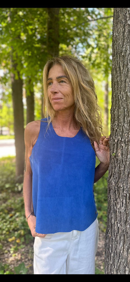 Top cuero Constanza color Azul - Paula Márquez
