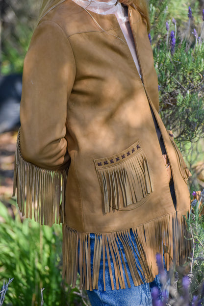 Chaqueta de cuero camel mujer Renata - Paula Márquez