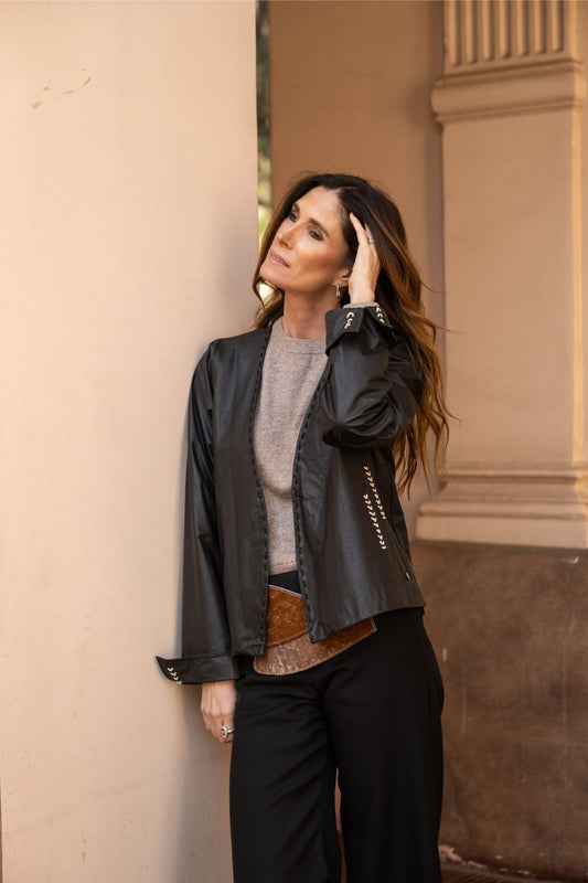 Chaqueta de cuero negro Camelia 100